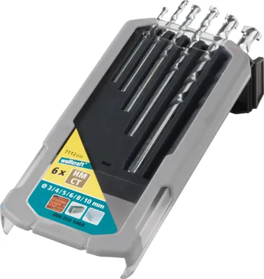 Immagine prodotto di wolfcraft 6 punte per muratura in metallo duro, in confezione Ø 3,0-10,0 mm