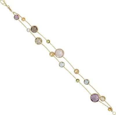 Produktbild von Armband Armkette verschiedene Edelsteine Multicolor 585 Gold Gelbgold 19cm