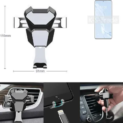 Produktbild von K-S-Trade Lüftungshalterung kompatibel mit Meizu 18 Pro kompakte Handy-Halterung Lüftungsschlitz Lüftungsgitter Autohalterung KFZ Auto-Halterung