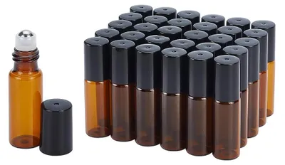 30 Glasflaschen mit Rollkugeln, 5 ml, amber, für Öle