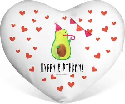 Produktbild von Mr. & Mrs. Panda Sofakissen Avocado Geburtstag - Weiß - Geschenk, Party, dekoartikel, Dekokissen, Happy Birthday, Alles Gute, Kissen Herz, Liebeskissen, Frucht