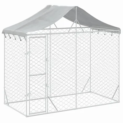 Immagine prodotto di Cuccia Cani da Esterno Tetto Argento 3x1,5x2,5m Acciaio Zincato