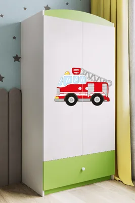 Image de Armoire à vêtements pour enfants Babydreams Armoire à portes battantes Löschzug Vert