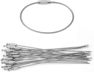 Productafbeelding van Allecto Plus - Sleutelhangers set van 20 stuks roestvrij staal inclusief schroefbeveiliging - Voor bagagehangers en ID-tags