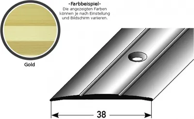 Produktbild von Übergangsprofil "Den Helder" / Übergangsschiene, 38 mm, Typ: 12 (Aluminium eloxiert):-goldfarbig-2700-gebohrt