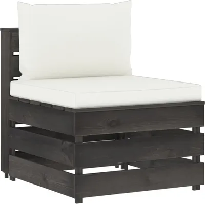 Produktbild von Modulares Mittelsofa mit Kissen Grau Imprägniertes Holz