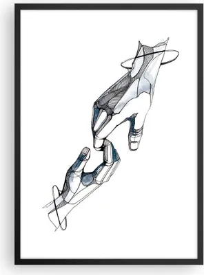 Produktbild von Gerahmtes Poster - Schwarzer Rahmen - Surrealismus Hände Hilfe - 50x70 cm - Wand Bild - Wanddeko - Wandbilder - Kunstposter - Wandposter - Bilderrahmen - Bilder - Kunstdruck - P2BPA50x70-4438
