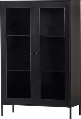 Produktbild von Woood Xam Vitrinenschrank Aus Kiefer Mit Glastüren, Schwarz