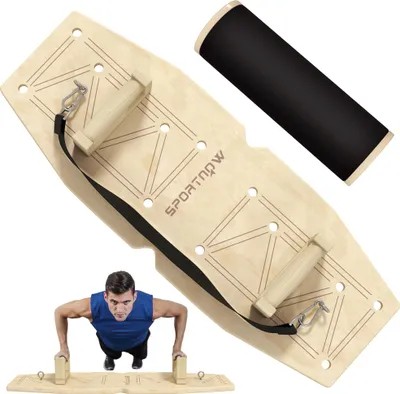 Immagine prodotto di Fortuna Lai Maniglie per flessioni in legno Push Up Bars con 8 coppie di fori, incl. bande di resistenza, 11 esercizi, parallele fitness per allenamento muscolare, allenamento di forza Naturale