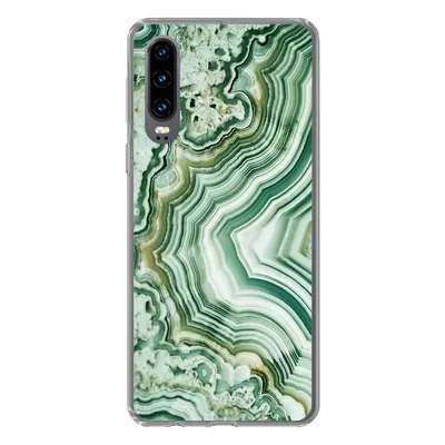 Produktbild von MuchoWow® Handyhülle Schutzhülle Hülle für Huawei P30 Natursteine - Grün - Gesteine und Mineralien Silikon Softcase Handy Hülle - Kartenbesitzer