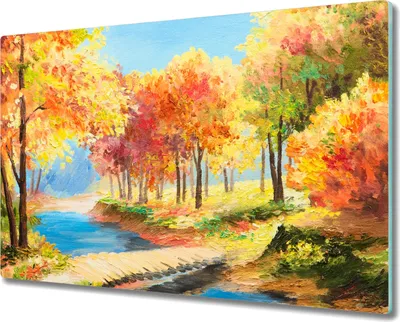 Produktbild von Coloray Hackbrett Kochplattenabdeckung Herdabdeckplatte 80x52 cm Schneidebrett Küchenbrett - Wald Brücke Wasser