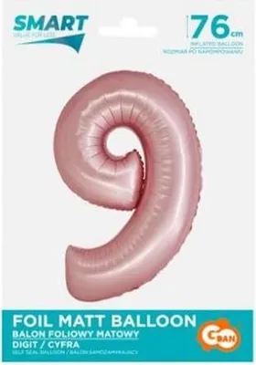 Zdjęcie produktu dla Balon fol Smart Cyfra9 j.róż mat76cm CH-SJR9 59196