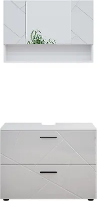 Produktbild von Badmöbel-Set Vicco Irma Weiß Hochglanz 2 Teile, Unterschrank 80 cm, Model 39584