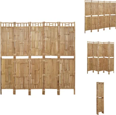 Zdjęcie produktu dla vidaXL 5-częściowy bambusowy rozdzielacz do pokoju 200x180 cm - Rozdzielacz do pokoju