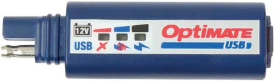 Produktbild von Tecmate Zubehör. Kombination aus USB-Ladegerät 2400mA und 3-LED-Batteriecontroller mit Batterieschutz für das Fahrzeug
