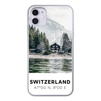 Produktbild von MuchoWow® Handyhülle Schutzhülle Hülle für iPhone 11 Schweiz - Berg - Chalet Silikon Softcase Handy Hülle - Handytasche