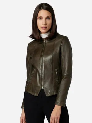Produktbild von Damen Lederjacke Ricano ABIGALE – olive / XL