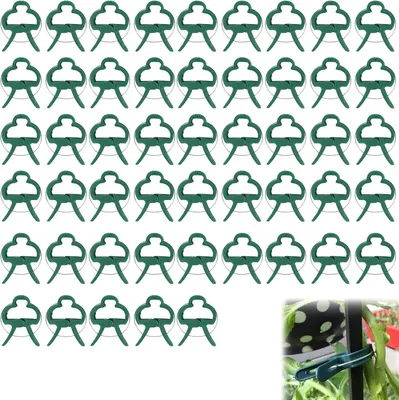 Image de Pinces flexibles pour plantes, 50 pièces, couleur verte, pour tomates et plantes grimpantes
