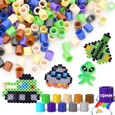 Produktbild von XL Bügelperlen Set 10 mm, 1500 Stück, 10 Farben, für Kinder ab 3 Jahren, kreative Bastelperlen