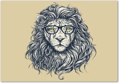 Produktbild von Tulup® Glas-Bild - 100 x 70 - Wandbild aus Glas - Wandkunst - Wandbild hinter gehärtetem Sicherheitsglas - Tiere - Löwe Hipster - Beige