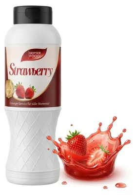 Produktbild von Erdbeer Topping Sauce 1 kg für Eis Desserts Waffeln Pancakes