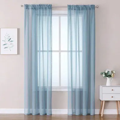 Productafbeelding van Famanu vitrage, 140x215 cm - stofblauw, 2 stuks