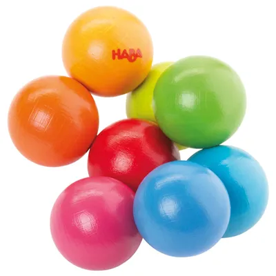 Produktbild von HABA Greifling Magica – Bunter Baby-Holzgreifling ab 6 Monaten – 8 Kugeln aus ro