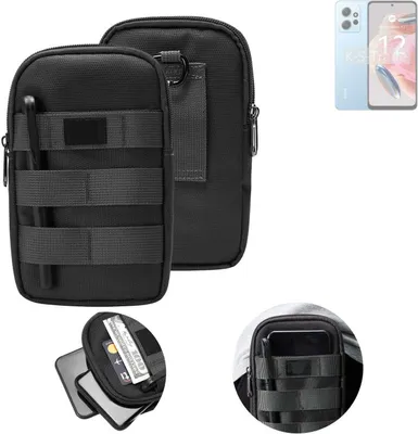 Produktbild von K-S-Trade Holster Gürtel Tasche kompatibel mit Xiaomi Redmi Note 12 Global Handy Tasche Schutz Hülle dunkel-grau viele Fächer, 1x