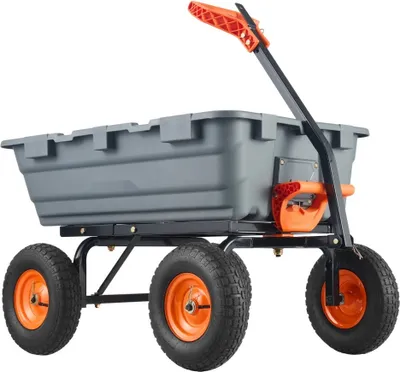 Produktbild von Transportwagen Gartenwagen Schubkarre Handwagen mit Kippfunktion - 544 kg Tragfähigkeit - Schwerlast Gartenhelfer - Multifunktionaler Handwagen für Gartenarbeiten