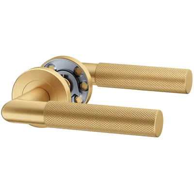 Produktbild von Gold Rund Türgriff BAUHAUSE ohne Schlossrosette; Türbeschlag; Türdrücker; Gold Türklinke; Rund-Rosette; PVD-Gold matt
