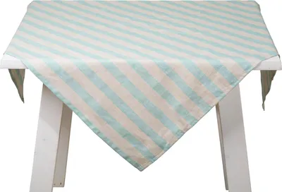 Produktbild von Pichler gewebter Streifen gestreift Mitteldecke 1er Set 100 x 100 cm NICLAS Rechteck aqua , schmal gesäumt