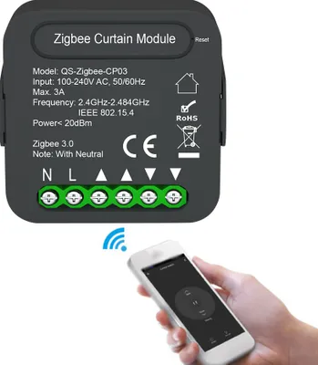 Obrázok produktu pre QS-Zigbee-CP03 Tuya ZigBee inteligentný spínač záclon - APP a hlasové ovládanie Alexa - časovač a uvoľnenie zariadenia, potrebná brána