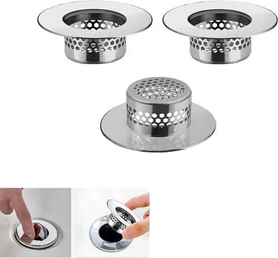 Produktbild von Badezimmerabflussset für Badewannenabfluss - Abflussset - Küchenfußbodenabfluss - Zubehör für Spülbecken - Duschefußbodenabfluss - Badezimmerzubehör - Abflussabdeckung - Fußbodenabfluss - Haarfangschale - für Löcher von 3,2 bis 3,3 cm - 3 Stück