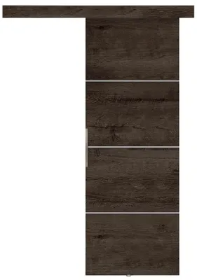 Produktbild von KIER FURNITURE Schiebetür Komplettset MALIBU PLUS 60, Schiebetür, Sliding Door, Innentüren Komplettset,Universal Tür, Türblatt Innen Esche Dunkel 66x205x1,6 cm