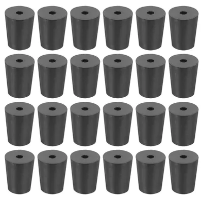 Konische Gummistopfen 16–20 mm, mit Loch, schwarz, 24 St.