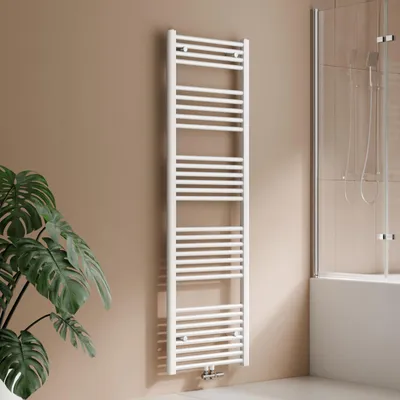 Image de S'AFIELINA 160 x 50 cm Radiateur sèche-serviettes Radiateur sèche-serviettes Raccord central Chauffe-serviettes droit Blanc ,654 W