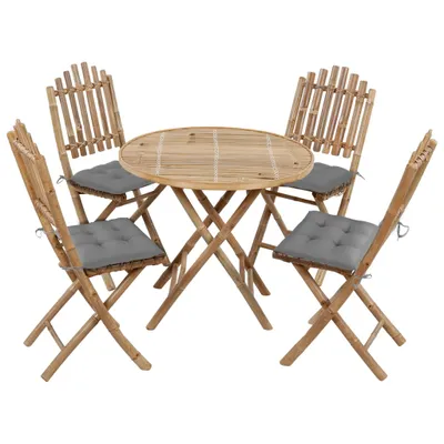 Image de vidaXL Salon de jardin 5 pièces avec coussins Pliable Bambou