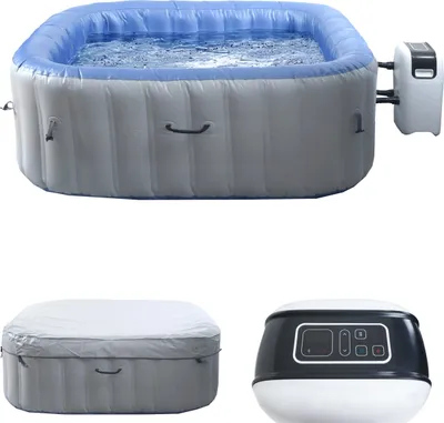 Produktbild von Whirlpool MCW-N97, 6 Personen, In-/Outdoor heizbar aufblasbar Pumpe PVC laminiert, eckig 198cm grau-blau