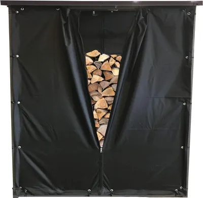 Produktbild von Feuerholzlager - Wetterfeste Set für Feuerholzregal XXL 185 x 70 x 185 cm schwarz PVC wasserdicht