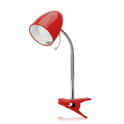 Produktbild von Aigostar Leselampe Klemmbar Klemmleuchte Retro Schreibtischlampe Tischlampe Arbeitsplatzlampe Nachttischleuchte mit Gelenk-Arm aus Metall, Rot