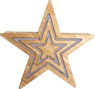 Produktbild von Näve Leuchten LED-Weihnachtsdeko "Stern" H: 33 cm LED-Weihnachtsdeko "Stern" H: 33 cm LED-Weihnachtsdeko "Stern" H: 33 cm, Deko im Landhaus Stil, aus Holz in natur, 34 x 8 x 33 cm, mit LED Platine – für Innenräume – Batteriebetrieb – Timerfunktion – Schiebeschalter
