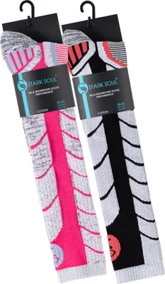 Produktbild von Ski und Snowboard Socken mit Spezialpolsterung, 2 Paar  - 35 - 38 - Schwarz / Pink