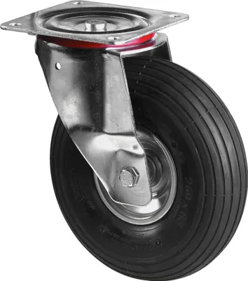 Produktbild von BS Rollen Lenkrolle mit Anschraubplatte Gummi Luftrad Rollenlager 260 mm 200 kg - L400.C90.260