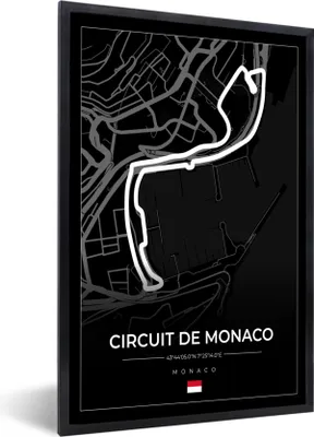 Produktbild von MuchoWow® Gerahmtes Poster Monaco - Formel 1 - Circuit de Monaco - Rennstrecke - Schwarz 40x60 cm - Poster mit Schwarzem Bilderrahmen Wandposter Rahmen Foto Bilder - Papierdruck - Wandbilder