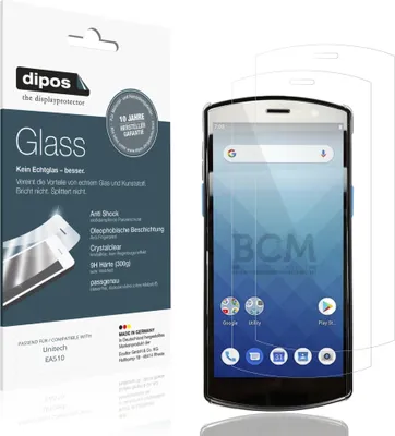 Produktbild von 2x Schutzfolie für Unitech EA510 - Anti-Shock 9H Folie dipos Glass Kunststoffglas
