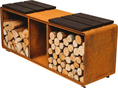 Produktbild von GrillSymbol Holzlager aus Cortenstahl Enzo Rack-L. Design: Petteri Wiimaa