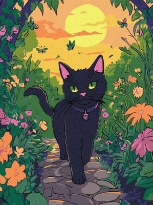Zdjęcie produktu dla Malowanie po numerach - Kotek w ogrodzie 30x40cm - Ideyka