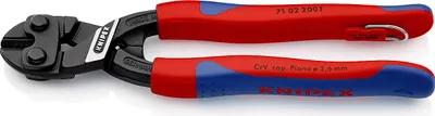 Produktbild von Knipex 71 02 200 T, Bolzenschneiderzange, 5,2 mm, 62 HRC, Chrom-Vanadium-Stahl, Kunststoff, Blau, Rot