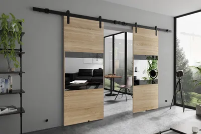 Produktbild von KIER FURNITURE MIA DUO – Schiebetür Komplettset – 212x205x1,6 cm - Sonoma-Eiche