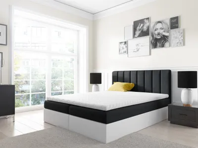 Produktbild von Boxspringbett Schlafzimmerbett GABRIEL 200x200cm Schwarz-Weiss